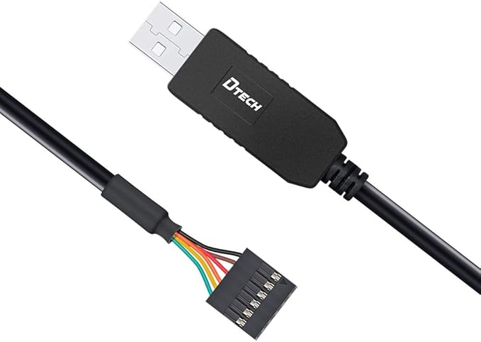 DTECH 3ft USB to TTL Serial Cable 5V 6 Pin Genuine FTDI FT232RL Chip UART Adapter Debug Cord Compatible with Windows 11 10 8 7 Linux MAC OS 6Pin 5 V Level Signal 2.54mm Dupont Female Header