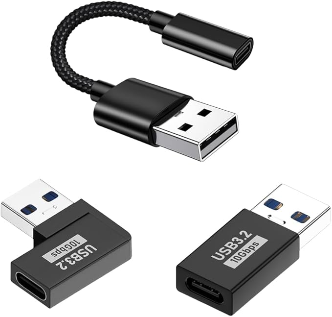 3-Pack USB C Female to USB Male Adapter Cable 3.0,Type C to USB A Charger Cable Converter Compatible Jack Charger for iPhone 16 Pro Max,15 14,Apple Watch,Airpods,iPad Air,car,PC,Headset OTG