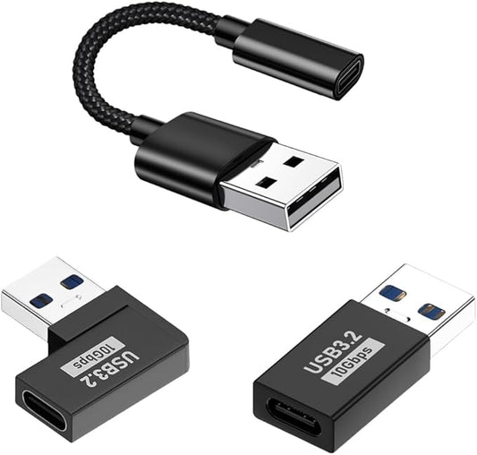3-Pack USB C Female to USB Male Adapter Cable 3.0,Type C to USB A Charger Cable Converter Compatible Jack Charger for iPhone 16 Pro Max,15 14,Apple Watch,Airpods,iPad Air,car,PC,Headset OTG