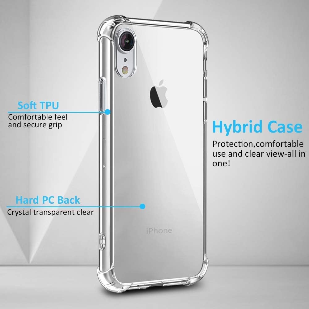Phone Case Compatible for iPhone XR, Crystal Clear Hard Back Cover with Shockproof Protection, 6.1 inches
