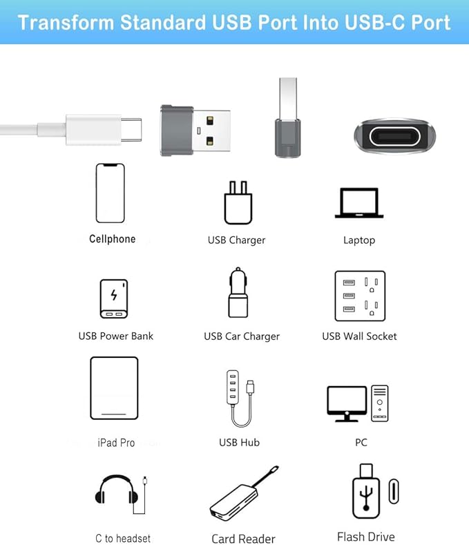 USB to USB C Adapter for iPhone 17 Charger 5Pack,USBC Female to A Male OTG Type C Converter for Apple Watch Ultra iWatch 7 8 9 10,iPhone 16 15 14 13 Plus Pro Max,AirPods,iPad,Car,Samsung S24