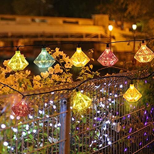 Vigdur Lantern String Lights - Multicolor Decorative String Lights Plug in with 10 Diamond Shaped Bulbs, Indoor String Light for Xmas Party Wedding Bedroom Patio Decor