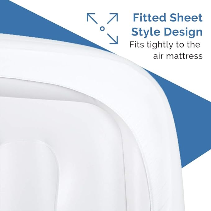 Bedecor Fitted Sheet for Air Mattress Inflate Without Disassembly Convenient & Firm Deep up to 21" White -Full