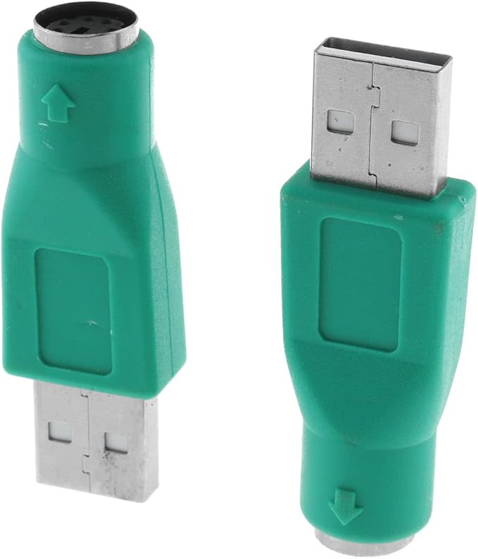 RLECS USB to PS2 Adapter 2PCS Green PS/2 Female to USB Male Converter Adapter for Mouse and Keyboard