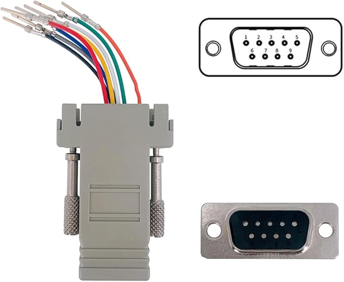 5Pcs DB9 Male to RJ45 Modular Adapter, DB9 to RJ45 Female Jack Ethernet Adapter