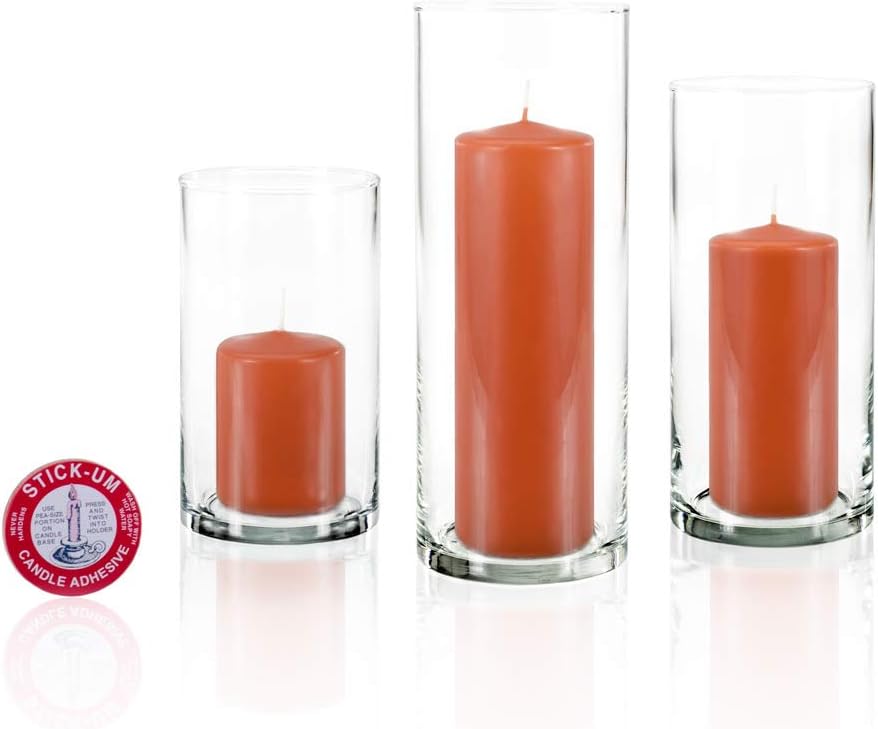yummi Set of 36 Slim Pillars and Cylinder Vases - Sienna