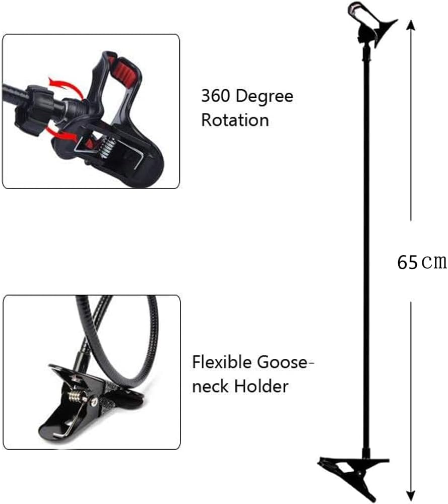 Lazy Bracket Flexible Long Arms Gooseneck Cell Phone Holder, Universal 360 Degree Rotation Adjustable Clamp Clip