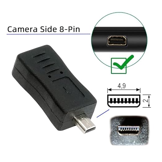 NFHK 3pcs/Set USB-C Type-C Micro Mini USB Female to Camera Mini 8P Data Power Adapter for Coolpix UC-E6 UC-E16 UC-E17 DSC-W DMC-S EX-Z