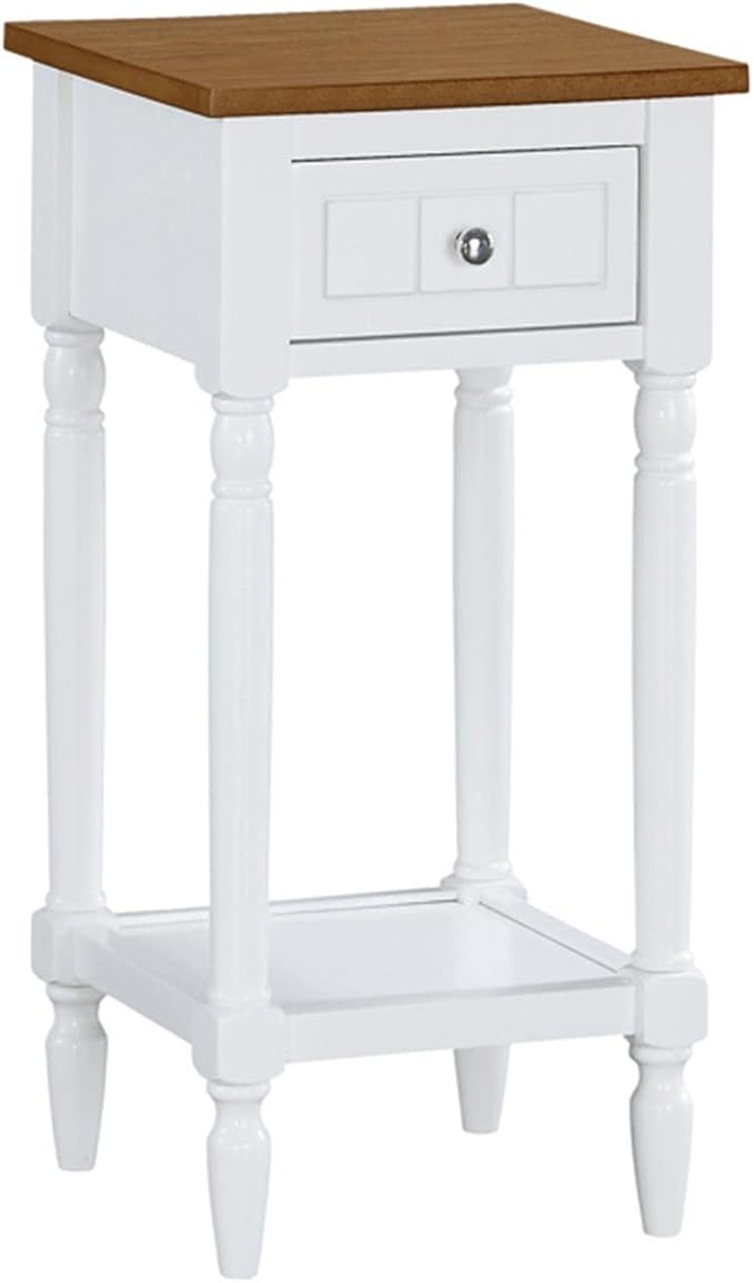 Convenience Concepts French Country Khloe 1 Drawer Accent End Table 14" - Traditional Farmhouse Side Table with Storage Drawer and Shelf for Living Room, Driftwood/White