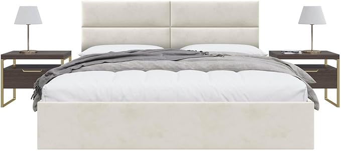 Vänt Upholstered Wall Panels - King/Cal King Size Wall Mounted Velvet Headboards - Velvet Ivory - Twin/King - Set of 4 Panels (Each Individual Panel 39"x11.5")