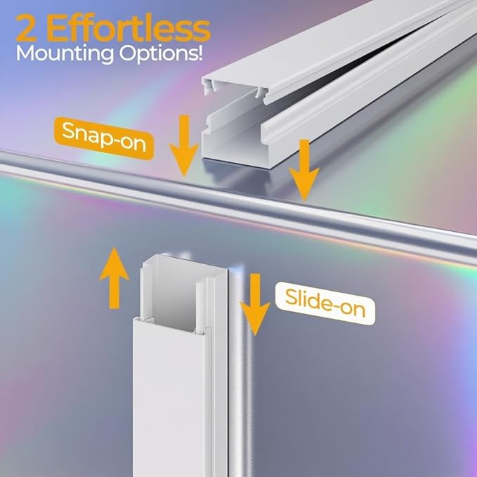 212.6in Cord Hider Kit, Cord Covers for 1 Wire on Wall, Self-Adhesive Cable Hider Wire Covers for Cords on Wall, Paintable Cord Hider for Walls Mount Tv, Cable Cover Raceway, W0.59 H0.4in, White