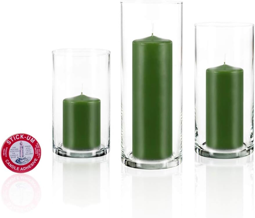 yummi Set of 12 Slim Pillars and Cylinder Vases - Green Tea