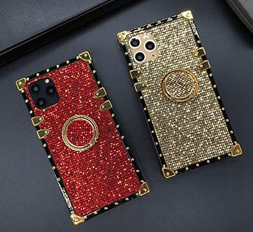 LG Stylo 5 Bling Case, White Luxury Glitter Soft TPU Trunk Cover with Finger Ring Grip Kickstand