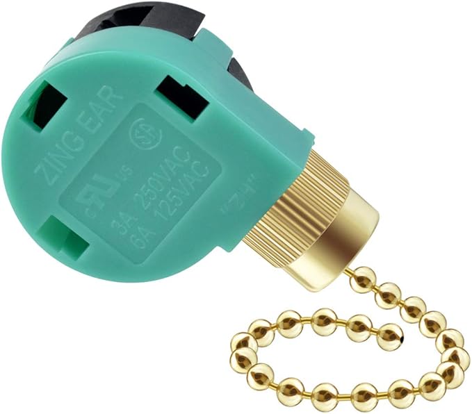 3 Pack Ceiling Fan Switch 3 Speed 4 Wire Zing Ear ZE-268S6 Fan Pull Chain Switch Replacement Speed Control Switch for Ceiling Fan Light, Wall Lamps, Cabinet Light (Multicolored)
