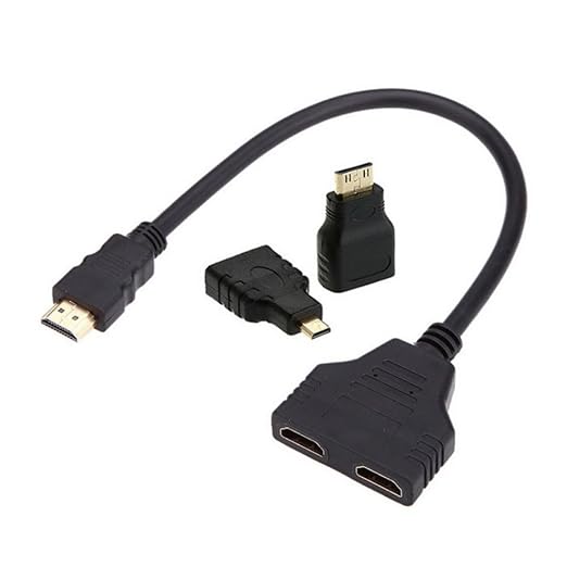 chenyang HDMI 1 to 2 Splitter Switch Extension Cable Adapter with Micro & Mini HDMI Connector