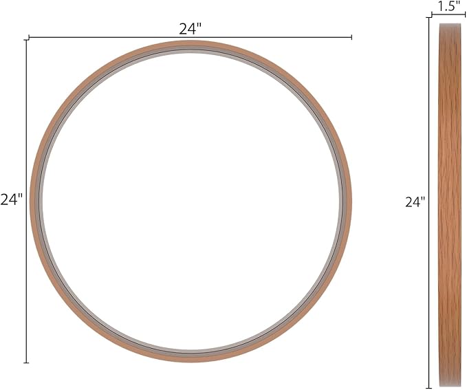 WallBeyond Wood Round Mirror with Wood Frame 24 inch Circle Wall Mirror for Bathroom Round Wall Mirror for Wall Decor, Vanity, Entryway Living Room (Walnut)