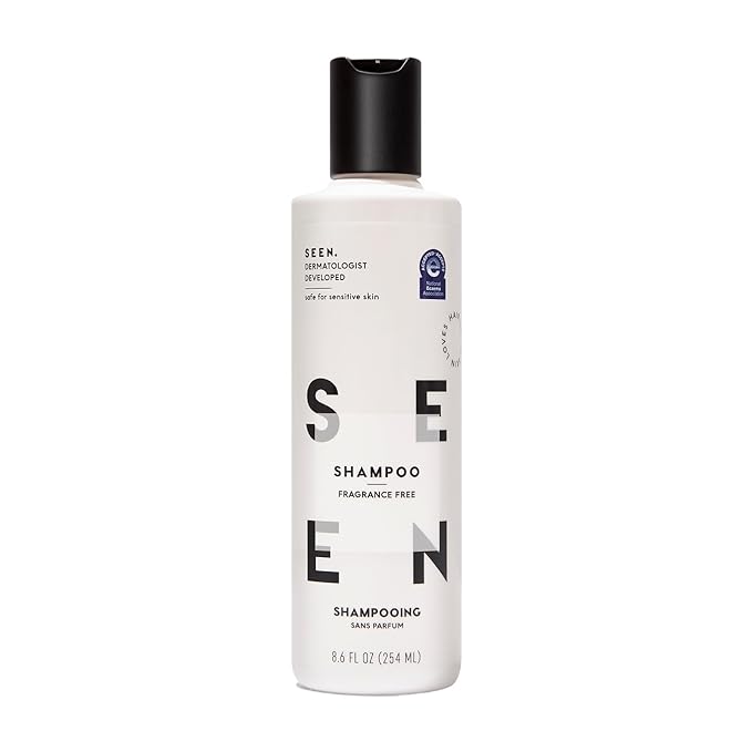 SEEN Shampoo, Fragrance Free - Non-Comedogenic & Sulfate-Free Hair Shampoo- Dermatologist-Developed - Safe for Sensitive, Eczema & Acne Prone Skin