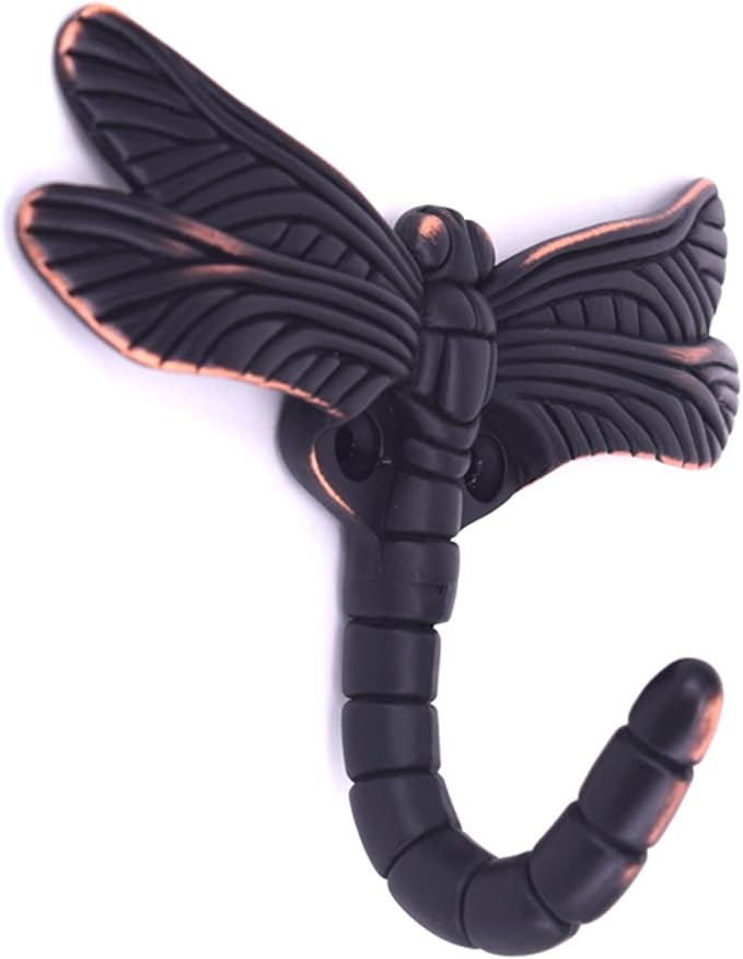 Dragonfly Hooks Wall Hooks for Hanging, Oil Rubbed Bronze Coat Hooks Wall Mounted Towel Hooks,Heavy Duty Key Holder for Decor,Pack of 4