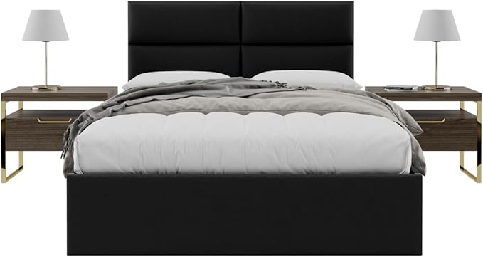 Vänt Upholstered Wall Panels - Queen/Full Size Wall Mounted Headboards - Vintage Leather Jet Black - Set of 4 Panels (Each Individual Panel 30"x11.5")