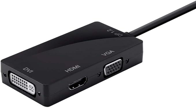 Monoprice Mini DisplayPort 1.2a / Thunderbolt to 4K HDMI, DVI, and VGA Passive Adapter, Black (112799)