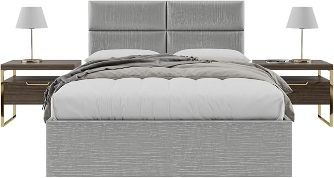 Vänt Upholstered Wall Panels - Queen/Full Size Wall Mounted Headboards - Metallic Silver - Set of 4 Panels (Each Individual Panel 30"x11.5")