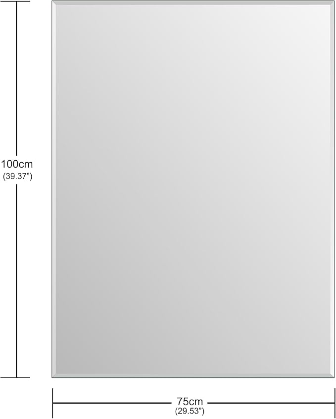 Ruomeng Wall Mirror Bathroom Mirrors for Wall 40" x 30", Frameless Rectangle Mirror with Beveled Edge Wall Mounted Mirror for Vanity and Entryway