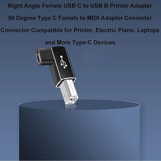 Female USB C to USB B Printer Cable Adapter 2Pack, USB C to MIDI Cable Adapter for Printer Eectric Pianos Synthesizers USB Microphones Right Angle Shape