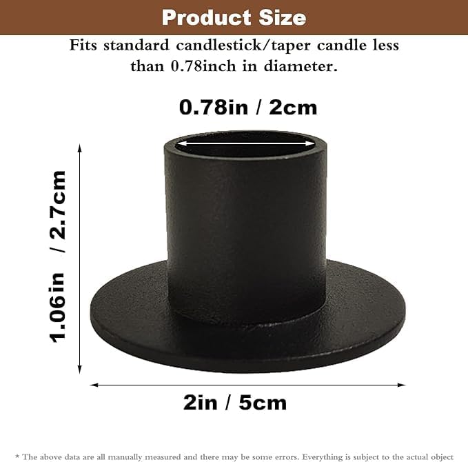 Gute Taper Candle Holder, Candle Holders for Pillar Candles, Matte Black Candlestick Holder Centerpieces for Home Decoration, Wedding Anniversary, Party, Housewarming Gifts,Set of 16,Round