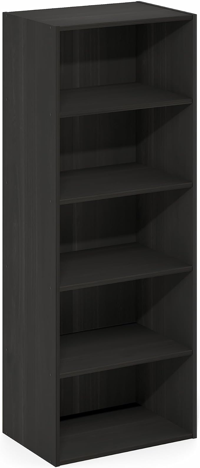 Furinno Basic Book Shelf, 5-Tier Bookshelf, Cube Storage Organizer Bookcase with Open Shelf, 11 x 17 x 44, for Living Room, Bedroom, Home Office, Espresso