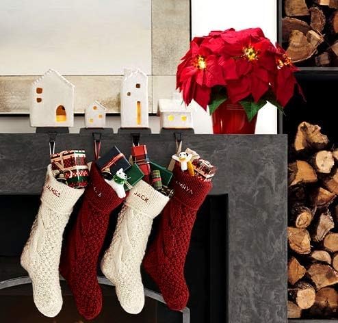 2 Pack Lighted Artificial Poinsettias for Outdoors LED Poinsettia Flowers Artificial Faux Poinsettia Plants Poinsettia Christmas Decorations for Holiday Home Kitchen Decor(10 inch)