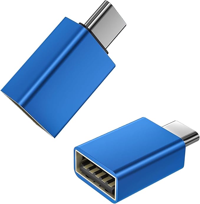 [Apple MFi Certified] USB C to USB Adapter, USB C Male to USB 3.0 Female OTG Cable Converter Compatible with MacBook Pro Air, Tablets, iPhone 17 Pro Max/17 Plus/16/15 Series (Blue-Pack)