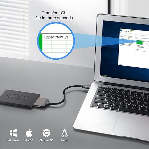NFHK 5Gbps USB 3.0 Type-A to SATA 22 Pin Adapter Cable for 2.5" Hard Disk Driver SSD