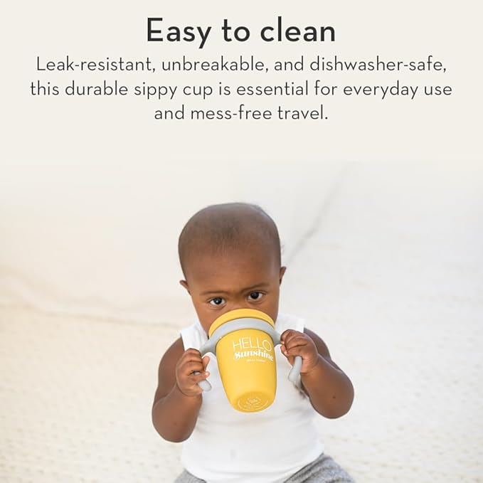 Sippy Cup by Bella Tunno, Silicone Training Cup with Transition Handles for Infants, Toddlers & Kids, Babies 6-12 Months & Toddlers 1-3 Years, Boys & Girls, Hello Sunshine, 8 oz