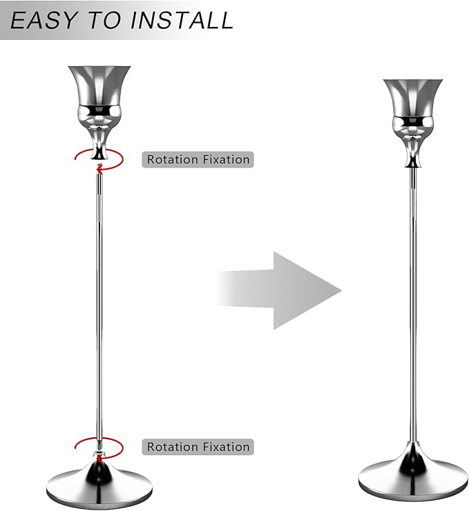Candlestick Holders Silver, 12 Packs Taper Candle Holder for Candlesticks, Candle Sticks Holder Decor for Home Decor