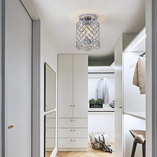Create For Life® Mini Style Modern Decor Crystal Flush Mount Ceiling Light Fixture Crystal Chandeliers Light Ceiling Lamp for Hallway, Bar, Kitchen, Dining Room, Kids Room (6 inch Shade Dia)