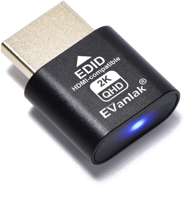 EVanlak HDMI Dummy Plug Headless Ghost Display Emulator Premium Aluminum PC（Fit Headless-1920x1080 New 3RD@60Hz）-1pack