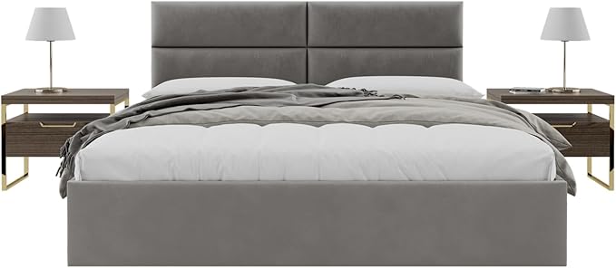 Vänt Upholstered Wall Panels - King/Cal King Size Wall Mounted Velvet Headboards - Velvet Gothic Grey - Twin/King - Set of 4 Panels (Each Individual Panel 39"x11.5")