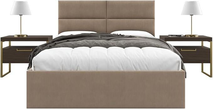 Vänt Upholstered Wall Panels - Queen/Full Size Wall Mounted Headboards - Ribbed Taupe - Set of 4 Panels (Each Individual Panel 30"x11.5")