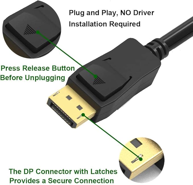 DP to HDMI Cable 3ft 10-Pack,Displayport to HDMI Cord 3 Feet 2-Pack,Display Port to HDMI Adapter Male to Male Cord Converter for PCs to HDTV, Monitor, Projector.