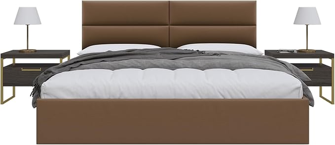 Vänt Upholstered Wall Panels - King/Cal King Size Wall Mounted Headboards - Vintage Leather Cognac - Twin/King - Set of 4 Panels (Each Individual Panel 39"x11.5")
