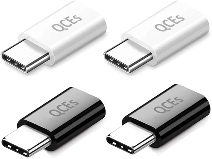 QCEs Micro USB to USB C Adapter 4Pack, Micro USB Female to USB-C Male OTG Adapter Fast Charging Compatible with iPhone 15 Pro Plus, Samsung Galaxy, Type-C Phones, Tablets