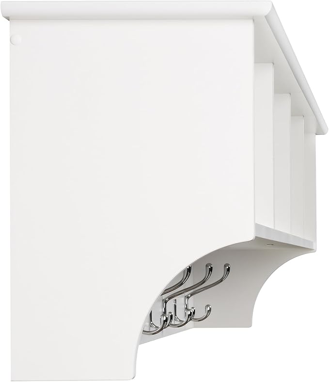 Prepac 60" Contemporary Wall Mounted Coat Rack, Coat Hooks Wall Mount with 4 Shelves, Ideal for Hallway or Entryway Storage Solution, 11.5"D x 60"W x 16.5"H, White