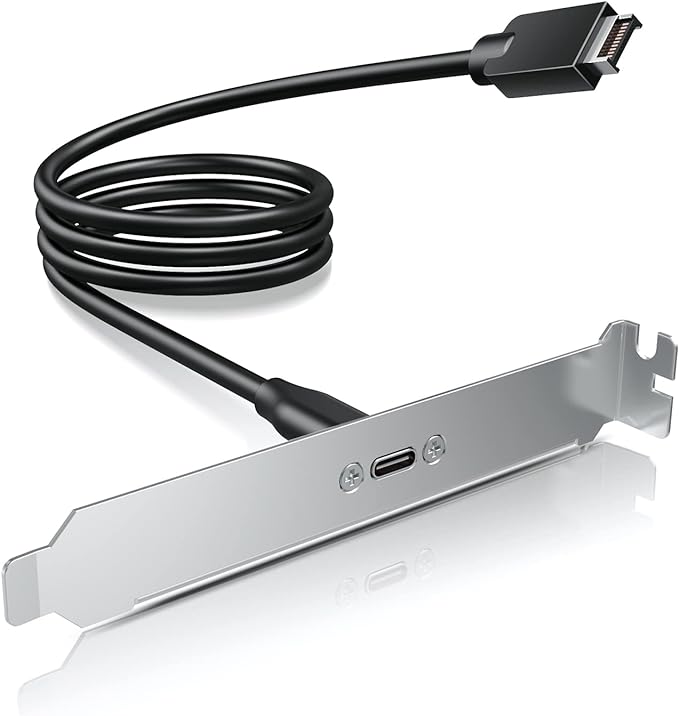 GRAUGEAR 20Gbps USB 3.2 Gen 2x2 USB-C Front Panel Type-C Adapter, Motherboard Header Extension Cable, USB-C to USB3.2 Type-E Key-A 20-Pin Connector with PCIe Bracket, 23.6 in [G-AD-ETC-10G]