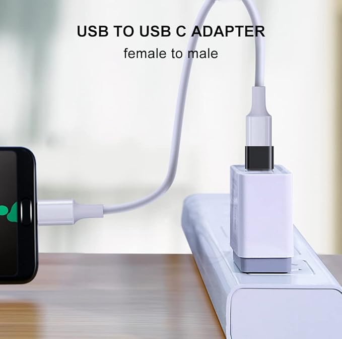 USB C to USB Adapter 4 Pack, USB Female to Type C Male OTG Adaptor, USB C Adapter Compatible with MacBook Pro, iPhone 17/16/15, Samsung Galaxy, iPad, Laptops, Tablets and More (2 Black and 2 White)
