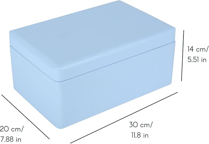 Large Blue Wooden Box Storage with Hinged Lid | 11.8 x 7.87 x 5.51 inches (+-0.5) | Gift Box Storage | Product NOT Intended for 15 Years OR Below