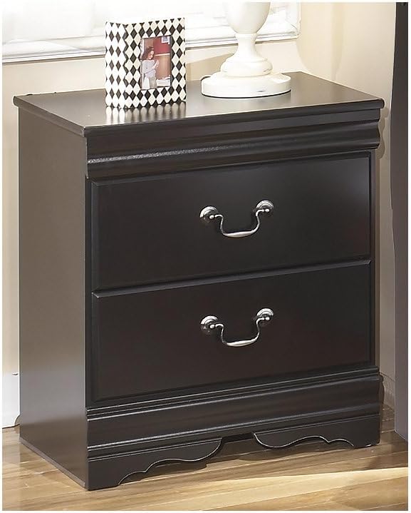 Signature Design by Ashley Huey Vineyard Traditional 2 Drawer Nightstand, 24.45" Tall, Black