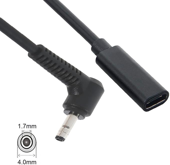 USB C to Slim Tip Laptop Charging Cable Adapter Female Type C to Male Converter for Dell Laptop 18-20V Works with 45W 65W 90W (4.0 x 1.7mm Dell)