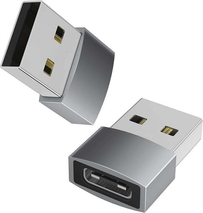 USB to USB C Adapter 2Pack, USB C Female to USB A Male Converter, Fast Charge & High-Speed Data Transfer Compatible with iPhone 17 16 15 Pro, Samsung Galaxy S24, iPad, MacBook Pro