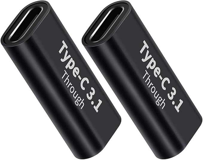(2Packs USB C Female to Female Adapter USB 3.1 Double Holes Adapter,Supports Fast Charging and Data Transfer Extension, up to 10GBbps Rate (Female-to-Female)