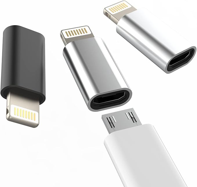Micro USB to Lightning Adapter（3 Pack）Fast Charging Data Transmission Converter Micro USB Female Cable to Lightning Male Connector Compatible for Iphone 13 12 11 Pro Max Mini Xr Xs X 8 7 6 Ipad